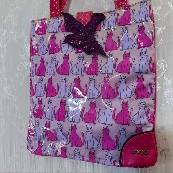 Loop Pink Cat Print Tote Bag Waterproof - Picture 2 of 5